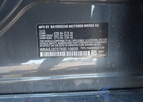 2019 BMW 430I Gran Coupe xDrive from USA, damaged, VIN WBA4J3C57KBL10609